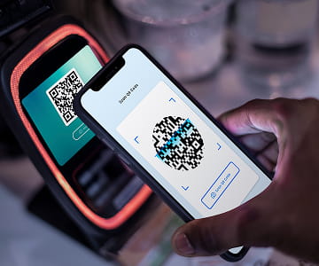 Smartphone scanning QR code